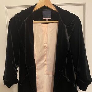 ModCloth Fine and Sandy Black Velvet Blazer Goth Twee Size XXS